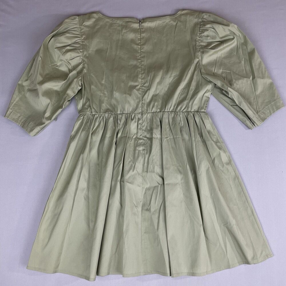 Danielle Bernstein Mini Dress Ladies Sm Green Corset Puff Zip Sleeve Square Neck - Picture 2 of 13